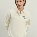 Свитшот с воротником поло из хлопка