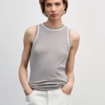 Топ с контрастной окантовкой из хлопка