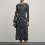 Трикотажное платье миди с принтом