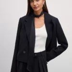 Укороченный двубортный жакет с вискозой