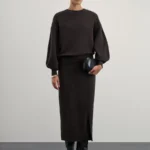 Вязаная юбка карандаш с разрезом