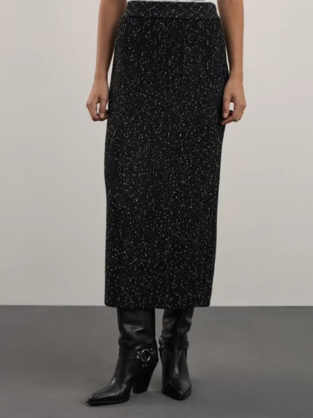 Вязаная юбка в риб с меланжевым плетением