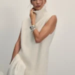 Вязаный жилет с высоким горлом из шерсти альпаки