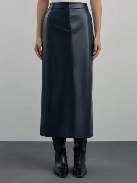 Юбка из эко-кожи прямого кроя