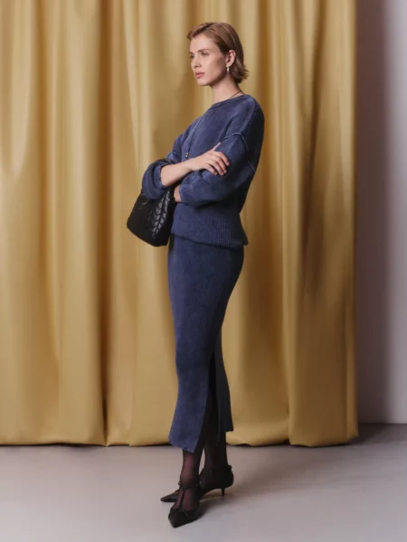 Юбка из вареного хлопка прямого кроя