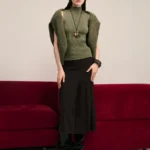 Юбка миди А-силуэта со складками