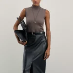 Юбка миди из искусственной кожи