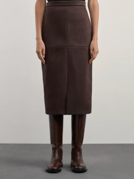 Юбка миди из искусственной замши