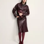 Юбка миди с разрезом из искусственной кожи