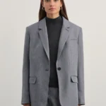 Жакет однобортный с принтом "ёлочка"