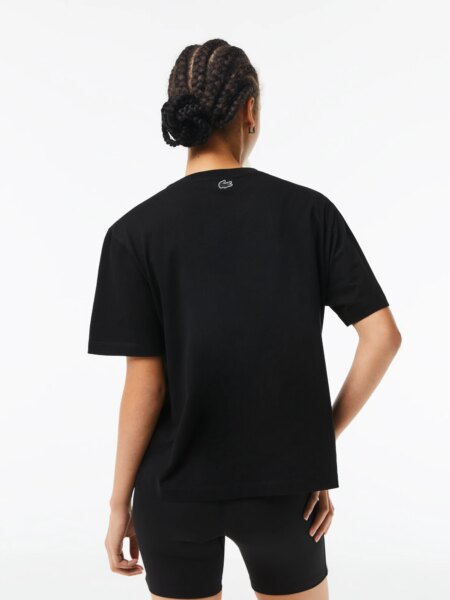 Женская футболка Lacoste с контрастным принтом