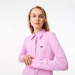 Женская хлопковая рубашка Lacoste с нашивкой-логотипом