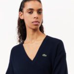 Женский шерстяной свитер Lacoste Relaxed Fit с v-образным вырезом