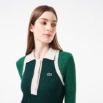 Женское эластичное платье Lacoste с длинным рукавом