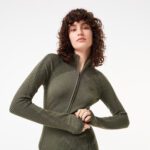 Женское облегающее длинное платье Lacoste на молнии с длинным рукавом