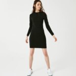 Женское платье Lacoste с длинным рукавом и круглым вырезом