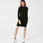 Женское платье Lacoste с длинным рукавом и круглым вырезом