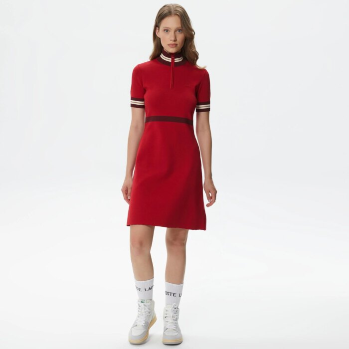 Женское платье Lacoste Slim Fit с высоким воротом на молнии